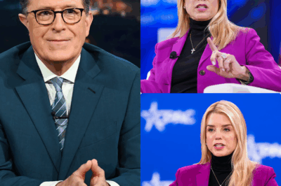 LATE SHOW EXPLOSION: Pam Bondi’s DEVASTATING Takedown HUMILIATES Stephen Colbert LIVE—Cryptic Jab Sparks CHAOS, Producers SCRAMBLE to Hide a DARK SECRET! 😱 In an unbelievable live TV ambush, Pam Bondi delivers a scorching comeback that leaves Stephen Colbert speechless and The Late Show audience in shock! Her chilling, veiled remark has producers panicking, hinting at a hidden scandal. #BondiVsColbert sparks a social media firestorm, dividing fans in a fierce debate—Was this a bold truth bomb, or is it a sinister setup?