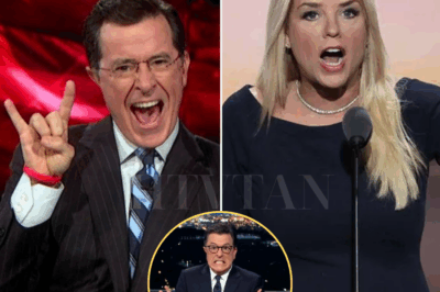 TV ERUPTION: PAM BONDI AND STEPHEN COLBERT EXPLODE INTO SHOUTING MATCH ON LIVE AIR—“YOU’RE A JOKE!” SHE SNAPS, LEAVING THE STUDIO IN CHAOS! What started as a sharp exchange turned into an all-out verbal war when Pam Bondi unleashed a fiery comeback that cut deep: “You’re a joke, Stephen—and everyone’s finally seeing it.” The audience gasped, Colbert’s smile vanished, and the segment spiraled out of control as the two traded barbs live on air. Producers scrambled to cut the feed while stunned staff backstage watched in disbelief. The clash has ignited a media firestorm, with fans and critics stunned by just how far it went. This wasn’t just tension—it was televised combat. 👇👇👇