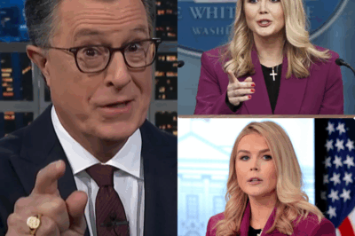 LATE-NIGHT TV ANNIHILATED!  KAROLINE LEAVITT’S FIERCE COUP OBLITERATES COLBERT’S LATE SHOW—STUDIO FROZEN, SEGMENT SLAUGHTERED, AMERICA DIVIDED! Leavitt’s incendiary takeover shatters Colbert’s comedic fortress, unleashing a cultural APOCALYPSE! #LeavittColbertMassacre IGNITES! Was this a HEROIC truth-storm or a TRUMP-CHARGED conspiracy