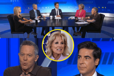 🚨 JILL BIDEN’S FEROCIOUS WAR ON THE FIVE: Vows to “CRUSH” the Show After Damning ELDER ABUSE EVIDENCE—Is She Hiding a Dark Secret or Fighting a Vicious Witch Hunt?  Brace for a political earthquake that’s shattering the airwaves! On May 23, 2025, former First Lady Jill Biden unleashed a blistering attack on The Five, vowing to “obliterate” the show after the hosts aired shocking evidence accusing her of elder abuse. The explosive claims suggest she concealed Joe Biden’s metastatic prostate cancer during his 2024 campaign, hiding his frailty from the public.  In a fiery public outburst, Jill Biden challenged Greg Gutfeld, Jesse Watters, and the rest of the panel to “back off or face her wrath,” labeling their accusations as “malicious lies” meant to destroy her family. But as the drama escalates, whispers of a darker conspiracy begin to swirl—The Five doubles down, unveiling alleged insider documents that suggest Jill orchestrated a cover-up to shield Joe, leaving the nation betrayed.  Social media is in chaos—Is Jill Biden a ruthless manipulator who put her husband’s health at risk, or is she a fierce wife caught in a vicious political ambush? What bombshell evidence did The Five uncover that pushed Jill to this breaking point?