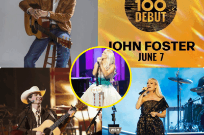 CARRIE UNDERWOOD’S SHOCKING GRAND OLE OPRY PLOT: TEAR-FILLED ALAN JACKSON TRIBUTE NOW LEADS TO A DUET WITH JOHN FOSTER—IS SHE CATAPULTING HIM TO COUNTRY STARDOM OR STEALING THE SPOTLIGHT FOR HERSELF?  Get ready for a country music bombshell that’s shaking Nashville to its core! Carrie Underwood’s unforgettable Grand Ole Opry performance of Alan Jackson’s “Remember When” left fans speechless, but now she’s igniting even bigger controversy. Carrie’s reaching out to American Idol runner-up John Foster, inviting him to perform a high-stakes duet at the Opry, boldly claiming, “This stage will make you country’s next superstar!”  But here’s the twist—whispers are swirling that Carrie, grappling with rumors of fading relevance, might be using John’s meteoric rise to relaunch her own career. Is this duet a genuine opportunity for John to soar, or is Carrie orchestrating a PR stunt to steal the spotlight?  The shocker? John’s jaw-dropping response to the offer has sent the music world into a frenzy! His reply left fans gasping—was it a daring move to take control of his career, or a silent rejection of Carrie’s tactics? The mystery surrounding his reaction is fueling even more speculation about Carrie’s true motives.