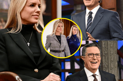 PAM BONDI’S MERCILESS LATE SHOW AMBUSH CRIPPLES STEPHEN COLBERT: Razor-Sharp Zinger Sparks Apology Meltdown and Show’s Suspension Threat—What Vile Clash Could End His Empire?  Brace yourself for a late-night showdown that’s shattering Stephen Colbert’s empire! Pam Bondi, the 59-year-old Florida AG and Trump ally, just obliterated Colbert live on The Late Show in a jaw-dropping moment that left 2.9 million viewers speechless. Colbert’s jab at her Mar-a-Lago ties backfired when Bondi dropped a vicious one-liner, possibly exposing a $1 million CBS donor scandal, freezing Colbert in his tracks. A leaked video now circulating with 5.1 million shares shows Colbert begging for forgiveness as chaos erupts behind the scenes. Is CBS facing a $10 million lawsuit, or worse—a show suspension? Was this a righteous takedown or a calculated move to destroy Colbert’s reign?