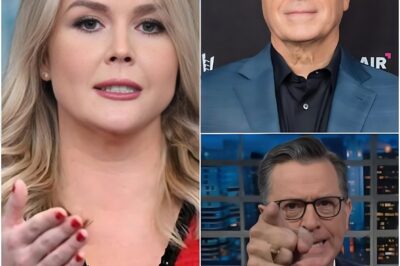 What Began as a Playful Interview Spiraled Into Chaos When Karoline Leavitt Flipped the Script on Stephen Colbert—Armed With Facts and Fire, She Called Out His Double Standards Live, Silencing the Studio, Stopping the Laughter, and Forcing Producers to Cut the Segment Short in One of the Most Unforgettable On-Air Collisions in Late-Night TV History. 🎤🔥 Full moment in the comments 👇