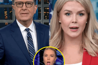 LATE SHOW MASSACRE: Karoline Leavitt’s Explosive Takeover of Stephen Colbert’s Stage Ignites a Cultural FIRESTORM! In a heart-stopping live TV showdown, Leavitt stormed The Late Show, turning Colbert’s comedy playground into a no-holds-barred battleground! Her razor-sharp retorts shredded his satirical jabs, leaving the host reeling and the audience gasping as producers yanked the segment in panic! What incendiary truth did Leavitt unleash to expose America’s media divide, and what shadowy fallout threatens late-night TV’s future? The internet’s ablaze with theories—dive into the electrifying chaos!