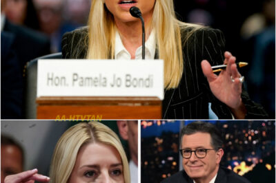 Pam Bondi STUNS Stephen Colbert on The Late Show with a Fiery Comeback—The Audience Left SPEECHLESS as She Takes Control of the Conversation! What Sparked This Unforgettable Moment, and How Did Bondi Completely Turn the Tables on Colbert? The Full, Explosive Story Behind the Tense On-Air Confrontation!