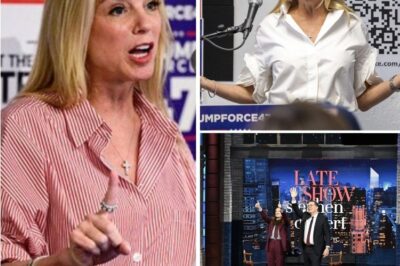 Pam Bondi didn’t just appear on The Late Show—she dominated it. In a jaw-dropping moment that had both the audience and Stephen Colbert stunned, Bondi fired back with a brutal one-liner that completely shifted the tone of the show.