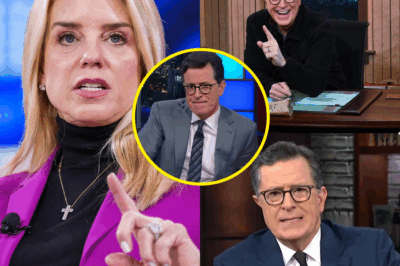 1 MINUTE AGO: Pam Bondi FLIPS The Late Show Upside Down—Stephen Colbert Left SHAKEN, Apologizes Backstage as Show Faces Possible Suspension In an explosive moment that shocked viewers and left The Late Show in chaos, Pam Bondi turned the tables on Stephen Colbert during a live broadcast, leaving him visibly shaken. Bondi’s sharp, unfiltered remarks caught Colbert off guard, forcing him into an uncomfortable silence. Behind the scenes, Colbert was reportedly seen apologizing backstage as the show faced backlash. With tensions running high, the network is now under scrutiny, and The Late Show may face suspension. What triggered this unexpected confrontation, and how will it impact the future of the show? Stay tuned for more updates on this unfolding drama!