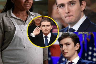 SHOCKING ACT OF KINDNESS: Barron Trump Sees Pregnant Worker Struggling at Gas Station—What He Does Next Will Leave You in Tears! She was doing her best—working tirelessly at the gas station, wiping down counters, making coffee, and ringing up customers—all while carrying the weight of a growing baby. Despite her exhaustion, the pregnant woman kept pushing through with a smile, her belly silently telling its own story. But then, Barron Trump quietly walked in. He didn’t speak at first—he just observed. And then, in an unexpected and moving gesture, he did something that left everyone in the building utterly stunned.  What Barron did next has been hailed as a rare moment of compassion and grace that touched every person in the room. This heartwarming act of kindness is now being talked about everywhere. What exactly happened, and how did Barron’s simple yet powerful gesture change the course of the day for this hardworking woman? Watch the full story unfold—it will leave you speechless.