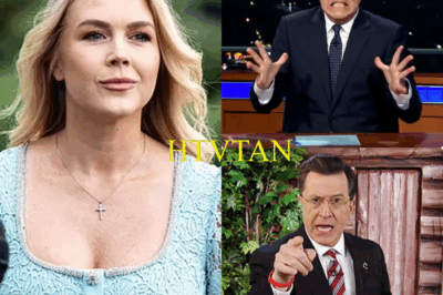 EXPLOSIVE LIVE TV SHOWDOWN: Karoline Leavitt Flips the Script—Stephen Colbert SHUT DOWN on Air After Call-Outs for Media Hypocrisy! What started as light-hearted banter quickly turned into a brutal live TV clash when Karoline Leavitt turned the tables on Stephen Colbert. Armed with receipts and zero patience for Colbert’s usual smug routine, Leavitt fired back with a forceful, fact-packed response that caught the host off guard. As she called out Colbert’s selective outrage and blatant double standards, the audience was left in stunned silence.  The tension in the room was palpable, and as the studio producers scrambled, the segment was abruptly cut—something rare for Colbert’s show. What was supposed to be another playful interview had evolved into a cultural flashpoint, exposing media spin for what it truly is. Karoline Leavitt made one thing clear: she doesn’t play by their rules.