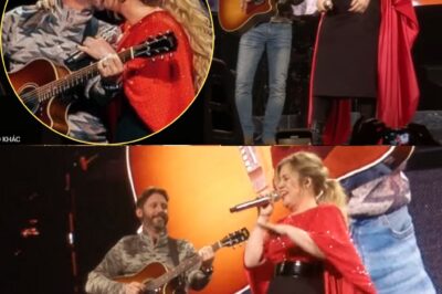 You won’t believe what just went down—Kelly Clarkson was in the middle of a powerful, emotional performance of “Piece By Piece,” pouring her heart out, when out of nowhere, her ex-husband Brandon Blackstock walked on stage and kissed her mid-song. The crowd was stunned, jaws dropped, and the entire room froze in disbelief. It wasn’t planned, it wasn’t polished—it was raw, messy, and felt like a scene ripped straight from a heartbreak movie. In that one shocking moment, love, pain, and unresolved emotion collided under the spotlight, reminding everyone just how complicated healing can be. This was more than a performance—it was real life unfolding on stage, and fans will be talking about it for years to come