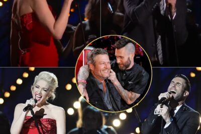Adam Levine Gently Takes Gwen Stefani’s Hand—Then All Eyes Turn to Blake Shelton. In a Grammy moment no one saw coming, Adam Levine stepped forward with a tender smile, escorting Gwen Stefani onstage. A quick glance toward Blake Shelton in the audience sent a ripple through the room—then came the magic. Under soft lights and sweeping strings, Adam and Gwen delivered a breathtaking duet of “My Heart Is Open”, their voices blending in perfect harmony. As the song soared, cameras caught Blake watching quietly—his expression full of love, wonder, and something unspoken. The performance lit up social media, instantly crowned one of the most emotional highlights of the night.