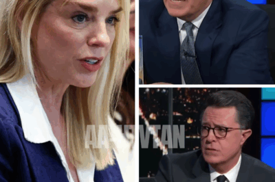 “I didn’t come here to play along — I came here for the TRUTH,” Pam Bondi roars as Stephen Colbert STUMBLES in live clash that sends the Late Show into absolute CHAOS