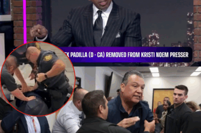 BREAKING: KAREN BASS AND PADILLA’S DRAMATIC SHOWDOWN—FORCED REMOVAL AND HANDCUFFING SPARKS NATIONWIDE STORM In an intense press conference that quickly escalated into chaos, Alex Padilla was forcibly removed and handcuffed after disrupting DHS Secretary Kristi Noem. ESPN’s Stephen A. Smith wasted no time, calling Padilla’s actions “out of control.” The shocking aftermath has left the nation divided—what will happen next after this explosive confrontation?