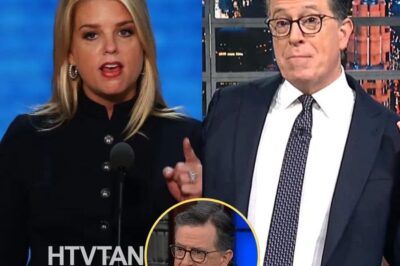 PAM BONDI VS. STEPHEN COLBERT: A LIVE TV SHOWDOWN THAT TURNED INTO A WAR OF WORDS—HOW SHE LEFT HIM SPEECHLESS! 💥😱 #TalkShowBattle  Pam Bondi’s quick-witted retaliation left Stephen Colbert reeling and the studio silent. In just seconds, she dismantled his attacks by firing back: “You pretend to be a comedian, but all you do is recycle White House press briefings with a punchline.” The tension escalated when Bondi accused Colbert of turning the show into a “live-streamed applause machine.” With a bold exit, she ended the confrontation on her terms.  Want to discover how Pam Bondi took control of the conversation and left Stephen Colbert stunned? Click below to read all the shocking details! 👇👇