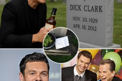 SHOCKING TRIBUTE: RYAN SEACREST LEAVES VINTAGE BOTTLE OF WHISKY AND HANDWRITTEN NOTE AT DICK CLARK’S GRAVE—THE STORY BEHIND THE SURPRISE GIFT WILL LEAVE YOU SPEECHLESS! What started as a quiet, private visit to the grave of Ryan Seacrest’s legendary mentor, Dick Clark, quickly turned into an emotional viral moment that stunned millions. Seacrest was seen placing a vintage bottle of whisky and a handwritten note on Clark’s headstone—a tribute so powerful, it spoke louder than any public display ever could. But it wasn’t just the act of remembrance that shocked fans—it was the unexpected origin of the whiskey that has everyone buzzing. What is the story behind the bottle, and why did Seacrest choose this silent gesture to honor his mentor’s legacy? The full, surprising details are below!