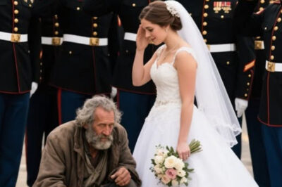 For 6 years, a young baker left warm food for a quiet homeless man—never asking his name! On her wedding day, 12 Marines arrived in full uniform… and the whispers turned into salutes!