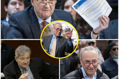 SHOCKING TV SHOWDOWN: CHUCK SCHUMER CAUGHT LYING ABOUT TRUMP’S POLICY—SEN. KENNEDY DROPS A TRUTH BOMB THAT LEAVES HIM STUNNED!  In an explosive live TV moment that’s shaking the political world, Senate Minority Leader Chuck Schumer was caught red-handed spinning lies about President Trump’s immigration policies during a televised interview. But Senator Kennedy wasn’t having it.  Without hesitation, Kennedy obliterated Schumer’s falsehoods with undeniable facts that left the Senate leader speechless and scrambling for a response. The shocking truth was finally revealed, and it was far more brutal than anyone could have anticipated.  What started as a carefully crafted narrative crumbled in real time, and Schumer was left exposed in front of millions of viewers. This isn’t just a political confrontation—it’s a moment of pure, undeniable truth that has everyone talking.  The fallout from this devastating moment is just beginning, and you won’t want to miss how it all unfolds. Get ready for the jaw-dropping facts that Schumer hoped would never see the light of day!