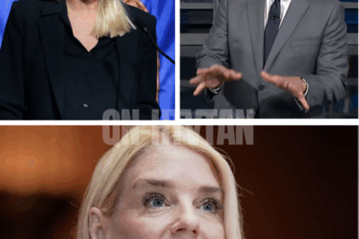 “She didn’t flinch—but he broke” – Pam Bondi’s SAVAGE comeback STUNS Stephen Colbert live on air as Late Show staff face EMERGENCY talks and whispers of possible suspension ripple through CBS ranks