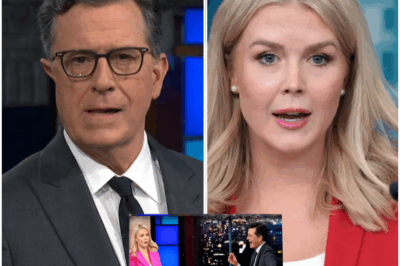 🚨🚨🚨“YOU LAUGHED TOO SOON, STEPHEN—NOW LET’S TALK ABOUT WHAT YOU’VE BEEN AVOIDING.”  Stephen Colbert MOCKS Karoline Leavitt LIVE—BUT HER ICY COMEBACK TAKES HIM DOWN AND LEAVES THE AUDIENCE IN SHOCK!  What started as a typical late-night roast took a sudden and unexpected turn when Stephen Colbert aimed his usual sharp humor at Karoline Leavitt. The crowd laughed—until she leaned in.  With chilling calm, Leavitt dropped a question so piercing that it stopped Colbert dead in his tracks. His smug grin faltered. His posture shifted. The energy in the room changed. What was supposed to be a comedy moment now felt like an unmasking.  Leavitt didn’t just clap back—she surgically dismantled the entire exchange, leaving Colbert frozen, blinking into the stunned silence he never saw coming.  **What did she say that shattered his confidence and left the audience gasping?** You won’t believe what happened next. **Watch the full, jaw-dropping moment below!** 👇👇