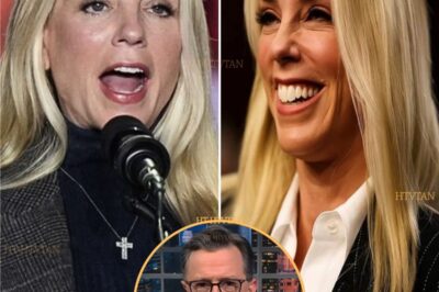 “KARMA’S A FUNNY THING, JUST NOT AS FUNNY AS COLBERT THINKS HE IS.” – PAM BONDI’S VIRAL TWEET HOURS AFTER CANCELLATION NEWS. WHAT EXPLOSIVE SECRETS ARE BEING BURIED? AND WHY IS PAM BONDI CELEBRATING HIS DOWNFALL? 🎭🔥  The abrupt cancellation of The Late Show with Stephen Colbert has ignited a firestorm of speculation, with insiders suggesting the decision was anything but financial. While CBS claims declining ad revenue forced their hand, sources reveal the network faced intense pressure from powerful political figures who allegedly threatened to block Paramount’s merger with Skydance Media unless Colbert was removed. Why did three senior producers walk out in protest? What damning emails were leaked to investors? And why did Attorney General Pam Bondi – Colbert’s longtime critic – suddenly reactivate her dormant Twitter account to gloat about his cancellation?  This media purge reeks of political vengeance – click now before the truth gets memory-holed.