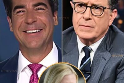 “HE DIDN’T JUST FALL, HE WAS PUSHED. AND THE HAND THAT SHOVED HIM? IT’S STILL COVERED IN CBS INK.” – JESSE WATTERS JUST DROPPED A CAREER-ENDING BOMBSHELL ABOUT COLBERT’S EXIT. WHY DID JESSE WATTERS JUST DROP THIS NUCLEAR BOMBSHELL ABOUT STEPHEN COLBERT? WHAT SECRET CBS MEMO LEAKED MINUTES AFTER HIS TIRADE? AND WHY IS PAM BONDI SUDDENLY SMUG ABOUT THE CANCELLATION? 🎭🔥  Fox News host Jesse Watters unleashed a blistering attack on Stephen Colbert’s canceled Late Show, but insiders reveal his rant was just the tip of the iceberg. Sources confirm Watters obtained a confidential CBS document showing Colbert was allegedly “blacklisted by advertisers” months ago—long before his on-air blunder. Why did three major sponsors secretly pull out? What explosive clause in Colbert’s contract gave CBS the power to axe him overnight?  This scandal goes deeper than bad ratings—click now before the evidence vanishes.