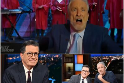 “SACK THE F*UP,” Stewart shouts, leading a choir that echoes through the air. What was supposed to be just another segment became a viral moment that left CBS scrambling for control. Stewart’s voice, cold and deliberate, slices through the tension like a knife, and suddenly, the network’s multi-million-dollar grip on late-night entertainment is slipping.