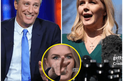 “YOUR THOUGHTS NEED A BETTER WI-FI SIGNAL.” Jon Stewart drops a seven-word zinger that sends Karoline Leavitt spiraling on live TV—studio gasps, clip goes nuclear   No script. No mercy. One perfectly timed line—and the room flipped. Leavitt’s flustered, stop-start reply had viewers wincing and producers scrambling as Stewart’s new show instantly lit up the internet.  What did Stewart set up right before the punchline? Why did the director cut wide—and who waved off a commercial break? What did Leavitt say off-mic that didn’t make the broadcast?