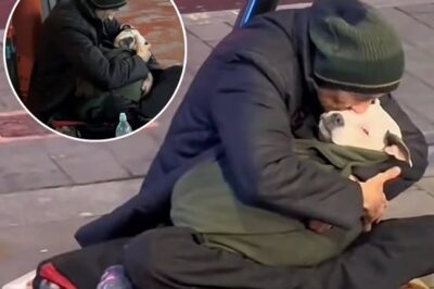 A Homeless Man has captured the attention of Thousands, not for begging, but for the way he rocks his Dog to Sleep every Night!