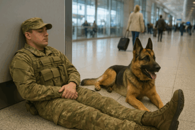 Travelers at Airport Spotted a Uniformed Man Resting on Floor — His Dog Growled at Anyone Approaching