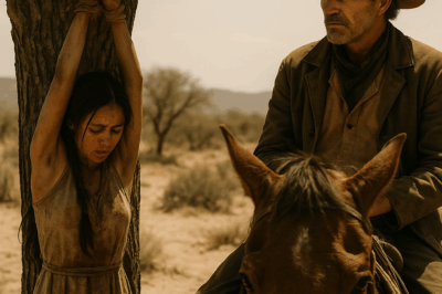 A silent rancher found a young Comanche girl hanging from a tree with a sign that read “White Man’s Land.” The sun burned mercilessly on the dusty border between Chihuahua and Sonora. It was midday, and the north wind brought gusts of sand that scraped the skin like tiny knives. Don Mateo Salvatierra, a solitary rider with a distant gaze, slowly crossed the dry plain on the back of his old horse, searching for one of his stray heifers. Dust covered his boots, and his half-closed eyes scanned the horizon with the patience of someone who has learned to live without expecting anything. It was then that he heard a moan, barely a whisper like the lament of a trail in the bushes. Mateo stopped the horse and nodded to it. He heard it again…..