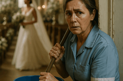 The truth echoed through the church as the cleaning lady spoke. She didn’t just speak; she held up a small, blood-stained locket that proved the groom was a fugitive wanted for a cold-case murder.