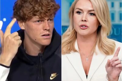 “Shut up, Barbie.”🚨 Jannik suddenly called Karoline Leavitt a “Trump puppet” on live TV when she criticized him for his weakness and failure at the US Open. Minutes later, when she tried to rebut the accusation, she was confronted with a harsh truth from the tennis legend, leaving the entire studio silent and stunned, forcing her to cower in her chair. The entire studio audience applauded like thunder, stood up, and cheered. With just 10 words, Jannik Sinner left Karoline Leavitt speechless.