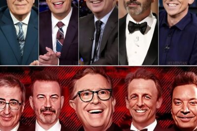 Late-Night’s Biggest Stars Unite: Colbert’s Cancellation Sparks Industry-Wide Rebellion The world of late-night television has always been unpredictable, but nothing could have prepared viewers for the shock that came when CBS announced the sudden cancellation of The Late Show with Stephen Colbert.  In an industry where hosts usually bow out on their own terms, this decision ignited outrage not only among fans but also across the entertainment community. What followed was not just a show of solidarity but the beginning of a rebellion against corporate decision-making in television.