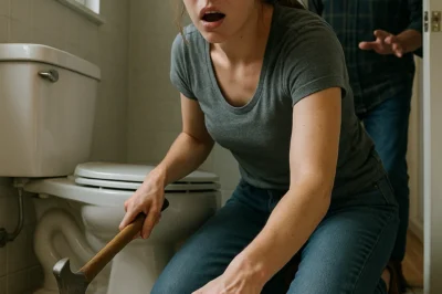 When my husband wasn’t home, my father-in-law told me to grab a hammer and smash the tile behind the toilet.CH2
