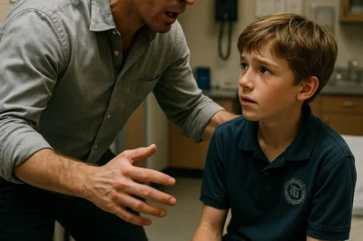 I got a call from the school nurse about my son and rushed over immediately.CH2