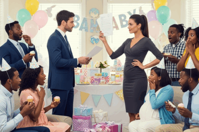 “My jealous sister tried to ruin my baby shower by announcing FAKE paternity test results… but then her husband handed her divorce papers in front of everyone. 😲