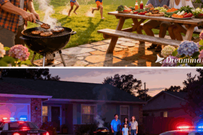 ch2-At the family barbecue, my phone buzzed with a message: “Get out now. Don’t say a word.” I slipped away quietly, and moments later, the driveway erupted with flashing police lights.