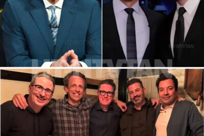 Jimmy Fallon, Kimmel, Oliver, and Meyers are crossing network lines to defend Stephen Colbert — and what’s set to unfold this coming Monday night may become the biggest protest in late-night comedy history. They were never meant to share a stage. They weren’t even supposed to be on the same side. But when CBS abruptly canceled The Late Show just days after Colbert mocked a $16 million deal, the response wasn’t a whisper — it was a rebellion within the world of talk shows. Jimmy Fallon crossed the street. Jimmy Kimmel broke his vacation silence. Seth Meyers started crafting biting monologues. And John Oliver? He called it what it is: “This is a loss for everyone.” No more network rivalries. No more scripted facades. No more pretending this is just television. Just four men with microphones… and something that needs to be said. Behind the curtain at the Ed Sullivan Theater, something real is happening. And now, the entire comedy world is showing up — but no one’s laughing anymore. 🔗 Details in comment👇👇