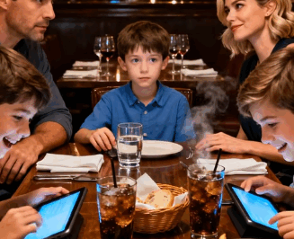 “We didn’t order for your son,” my sister said, handing him a bread basket while her kids ate $100 steaks and dessert. My dad added, “You should’ve packed him something.” I just smiled and said, “Noted.” When the waiter came back, I stood up and announced something that made the entire restaurant go silent.