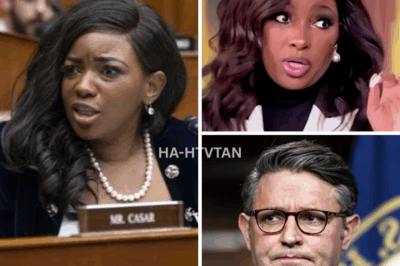 Jasmine Crockett EXPOSES Mike Johnson’s wife’s hidden LLC connection on live TV, forcing him to abruptly leave the hearing as gasps ripple through the chamber.