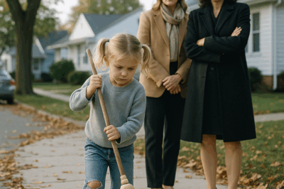 Stepmother Forces Millionaire’s Daughter to Sweep the Sidewalk at 7 AM. The Barefoot Girl Shivers in Fear. When I, a Teacher, Intervened, the Woman Sneered, “Mind Your Own Business!” I Never Knew the Truth Inside the $10 Million Mansion Was More Horrific Than Any Fairy Tale.
