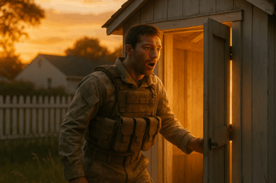 After 15 months overseas, a soldier came home expecting hugs and laughter. Instead, he found silence — and a sound calling weakly from the backyard shed. What waited for him behind that wooden door changed his life forever.