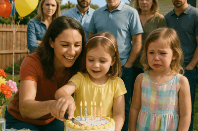 At my daughter’s fifth birthday party, they handed my granddaughter a knife and told her to cut the cake while she stood there, crying and begging to blow out the candles. All the gifts that were meant for her ended up in my granddaughter’s hands. My mother sneered, “Make her be quiet, or you’ll regret it.” My sister giggled, “Next time, don’t throw a party for a drama queen.” My father snapped, “Don’t make a big deal out of it — it’s just a party.” I stayed silent. I gently scooped my daughter into my arms, held her tiny hand, and walked away. Two days later, my actions left everyone speechless.