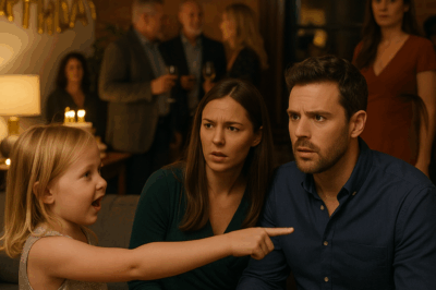 At my husband’s party, our four-year-old tugged on my sleeve and said, “Mommy, Daddy and that lady were doing workouts together in the bedroom for a long time.” Then she pointed — right at the guest standing across the room.