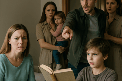 He barged in with his mistress and their child, yelling, “It’s over — sign the divorce papers!” But then our son quietly picked up a book from the table and said, “Dad, maybe you should read this first.” One look at it, and my husband went pale.