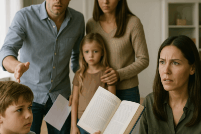 My husband stormed in with his mistress and their secret child — “Sign the papers and leave!” he shouted. But my son held up a book: “What? Dad, you really don’t know?” The moment my husband saw it, he turned white.