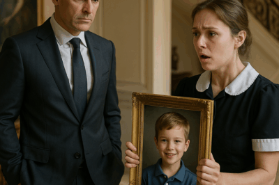 “Sir… the boy in that portrait — he lived with me in the orphanage!” The maid’s voice trembled as she stared at the painting on the mansion wall. The master froze, his glass slipping from his hand. Because the boy she was pointing to… had been buried twenty years ago.