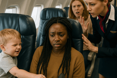 A little boy kept kicking the seat of a young Black girl on the plane. When the flight attendant finally stepped in, his mother shouted, “He’s just a child! The problem is that Black monkey over there!” The flight went silent — and what the airline did next made both mother and son wish they’d never spoken.