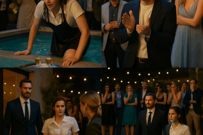 “They shoved the waitress into the pool and everyone laughed—until a billionaire walked in and turned the whole scene upside down.”