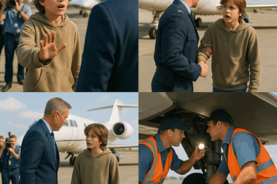 “A 12-year-old ran toward a billionaire’s jet screaming ‘Don’t get on!’ What the crew discovered moments later proved the boy was right…”
